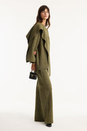 Shawl Collar Metallic Knit Set with Trousers
