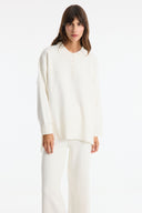 Buttoned High Neck Knitted Trousers Set