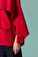 Scarf-Detail Knitted Sweater - Red