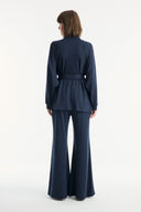 Belt-Detailed Mock Neck Relaxed Trouser Set - Anthracite