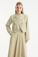 Asymmetric Button Detail Skirt Set - Sage