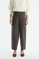 Relaxed Fit Cupro Trousers - Brown