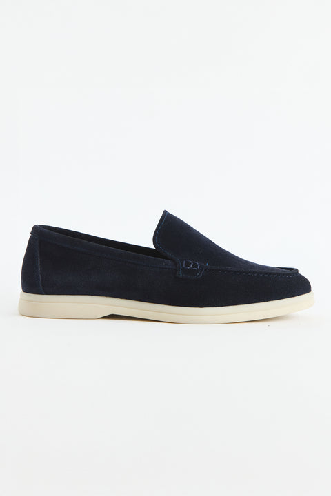 Lorenzo Genuine Suede Loafers - Navy Blue
