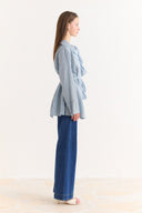 Striped Ruffled Shirt - Blue