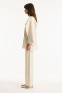 Shawl Collar Metallic Knit Set with Trousers