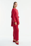Benetti Waist Belt Detail Trouser Set - Red