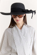 Straw Hat with Ribbon - Black