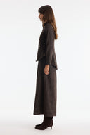 Button-Front Stitched Detail Denim Set with Trousers