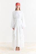 Senna Ruffled Waist Dress - White