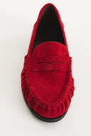 Moren Suede Genuine Leather Loafers - Red