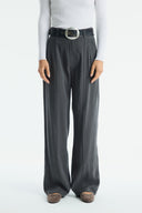 Straight-Leg Crepe Trousers - Anthracite