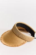 Tassel-Detail Straw Visor Hat - earth
