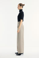 Double Crepe Straight Cut Trousers - Stone