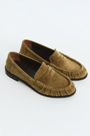 Moren Suede Genuine Leather Loafers - Camel