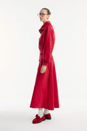 Jeweled Collar Zippered Scuba Skirt Set - Red