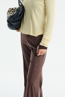 Flared Suede Trousers - Brown
