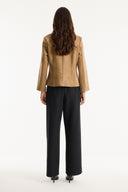 Suede-Look Jacket with Piping Detail