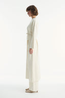 Basic Knit Co-ord Set with Side Slit Trousers - Stone