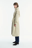 Long Trench Coat with Epaulet and Belt Detail