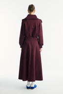 Stone-Embellished Zip-Up Scuba Skirt Set - Plum