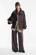 Epaulet Detail Short Trench Coat - Brown