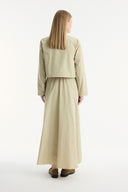 Asymmetric Button Detail Skirt Set - Sage
