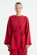 Benetti Waist Belt Detail Trouser Set - Red