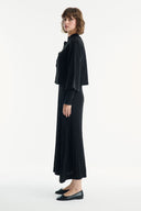 Button Detail Pleated Skirt Set - Black