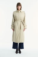 Long Trench Coat with Epaulet and Belt Detail