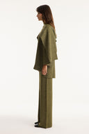 Shawl Collar Metallic Knit Set with Trousers