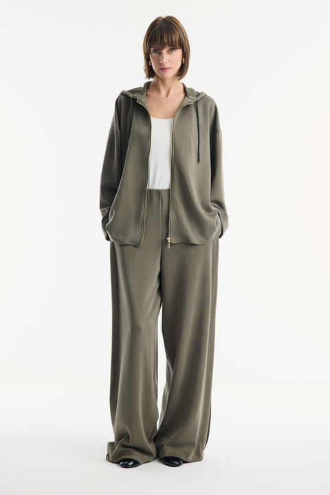 Comfortable Zippered Pants Set - Green