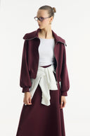 Stone-Embellished Zip-Up Scuba Skirt Set - Plum