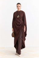 Tünel Detaylı Abaya - Kahve