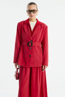 Benetti Button-Detail Jacket and Skirt Set - Red