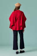 Scarf-Detail Knitted Sweater - Red