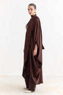 Tünel Detaylı Abaya - Kahve