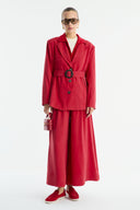 Benetti Button-Detail Jacket and Skirt Set - Red