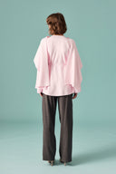 Scarf-Collar Knitted Sweater - Pink