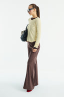 Flared Suede Trousers - Brown