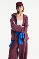 Zippered Comfortable Pants Set - Damson