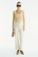 Straight Leg Pocket Jeans - Ecru