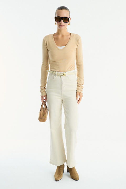 Straight Leg Pocket Jeans - Ecru