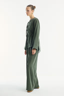 Button-Detailed Trouser Set - Khaki