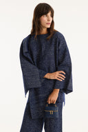 Shawl Collar Metallic Knit Set with Trousers