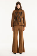 Suede-Look Jacket with Piping Detail