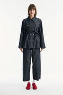 Denim Set with Metal Button Detail - Black