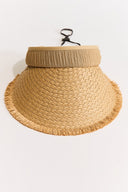 Tassel-Detail Straw Visor Hat - earth