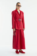 Benetti Button-Detail Jacket and Skirt Set - Red