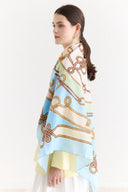 Samora Patterned Shoulder Shawl - baby blue