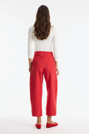 Carrot-Fit Button-Detail Trousers